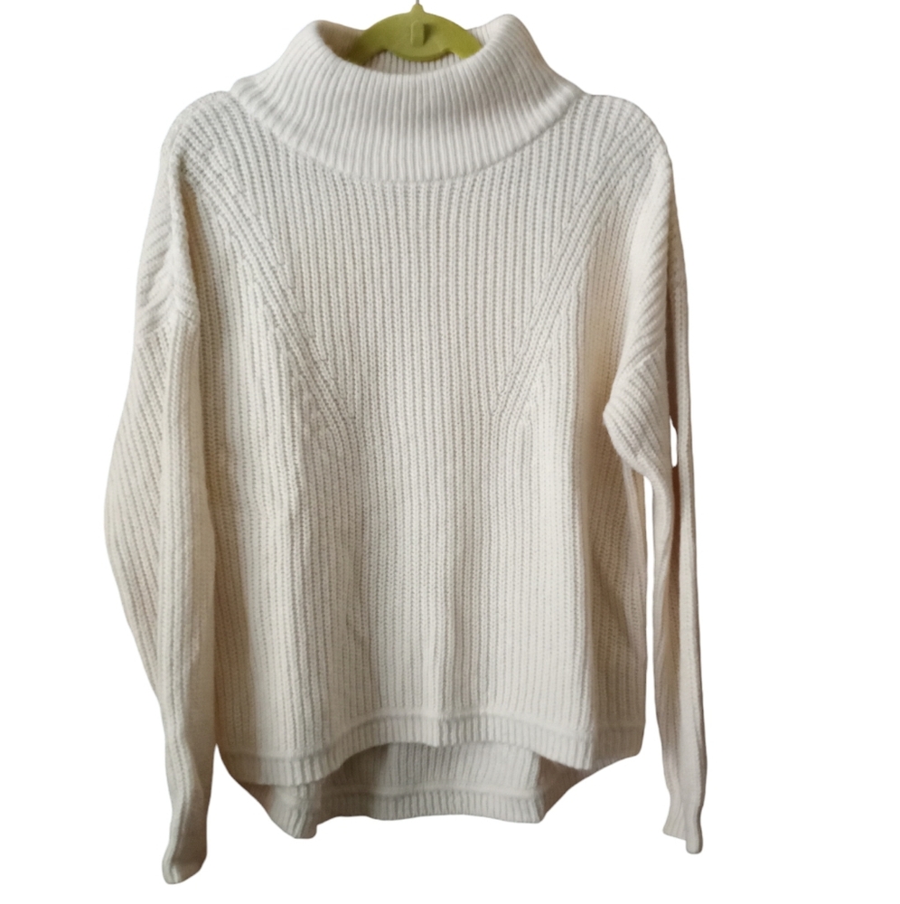 French Connection Womens Sweater Medium Chunky Cable Knit Winter White Pullover